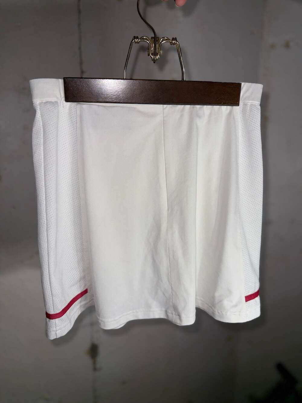 Bolle Sport White Mesh Side Tennis Skirt with Red Trim Detail Size Medium